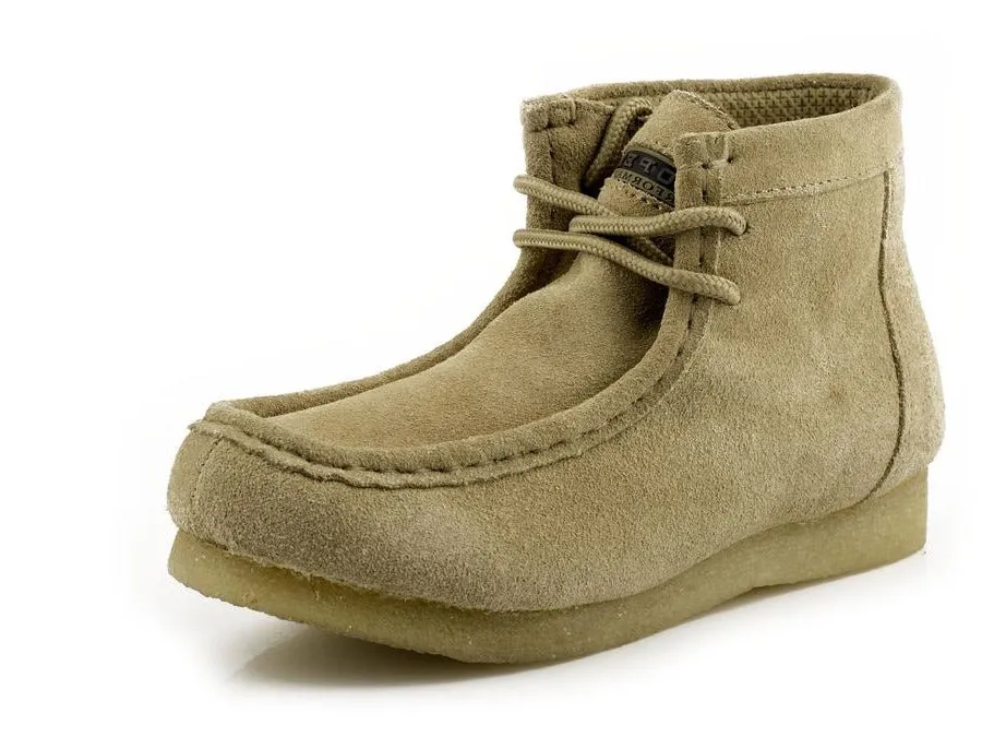 Flat Walk Drill Step Roper Tan Suede Lace Up Gum Sole Men's Casual Shoe