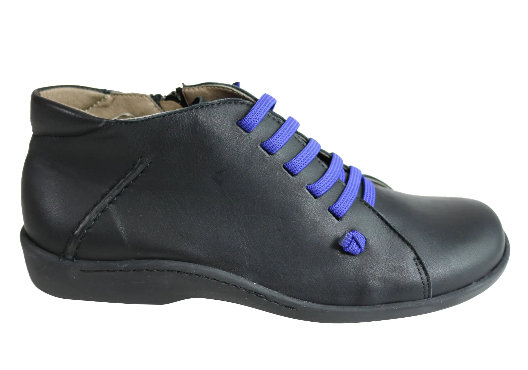 Flex & Go Aubree Womens Comfort Leather Ankle Boots Made In Portugal Dual Lined Support frame