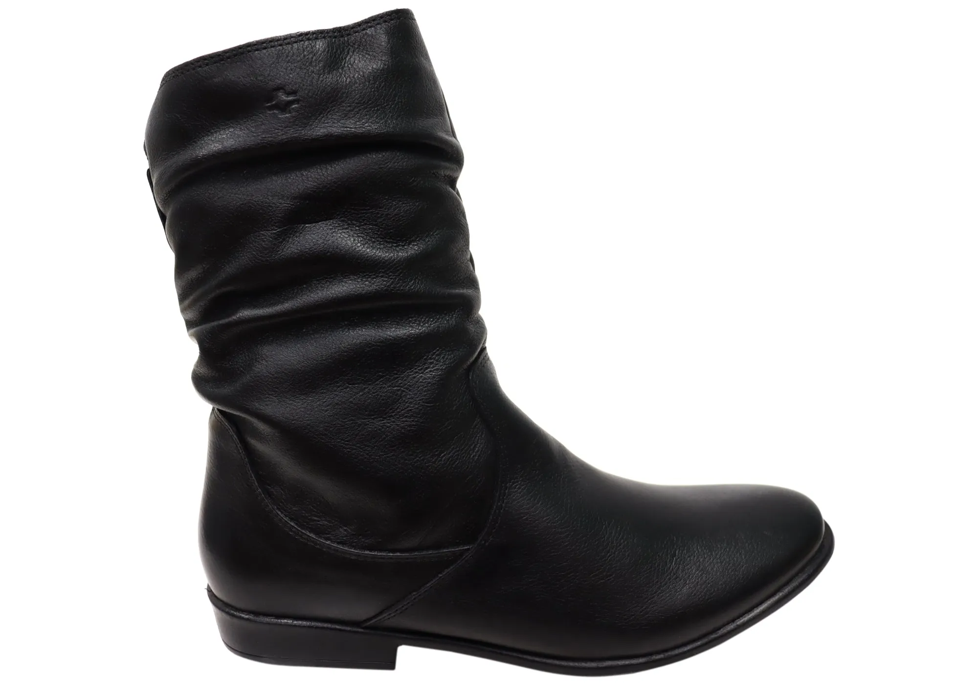 Anti-static Perlatto Lucia Womens Brazilian Comfortable Leather Mid Calf Boots