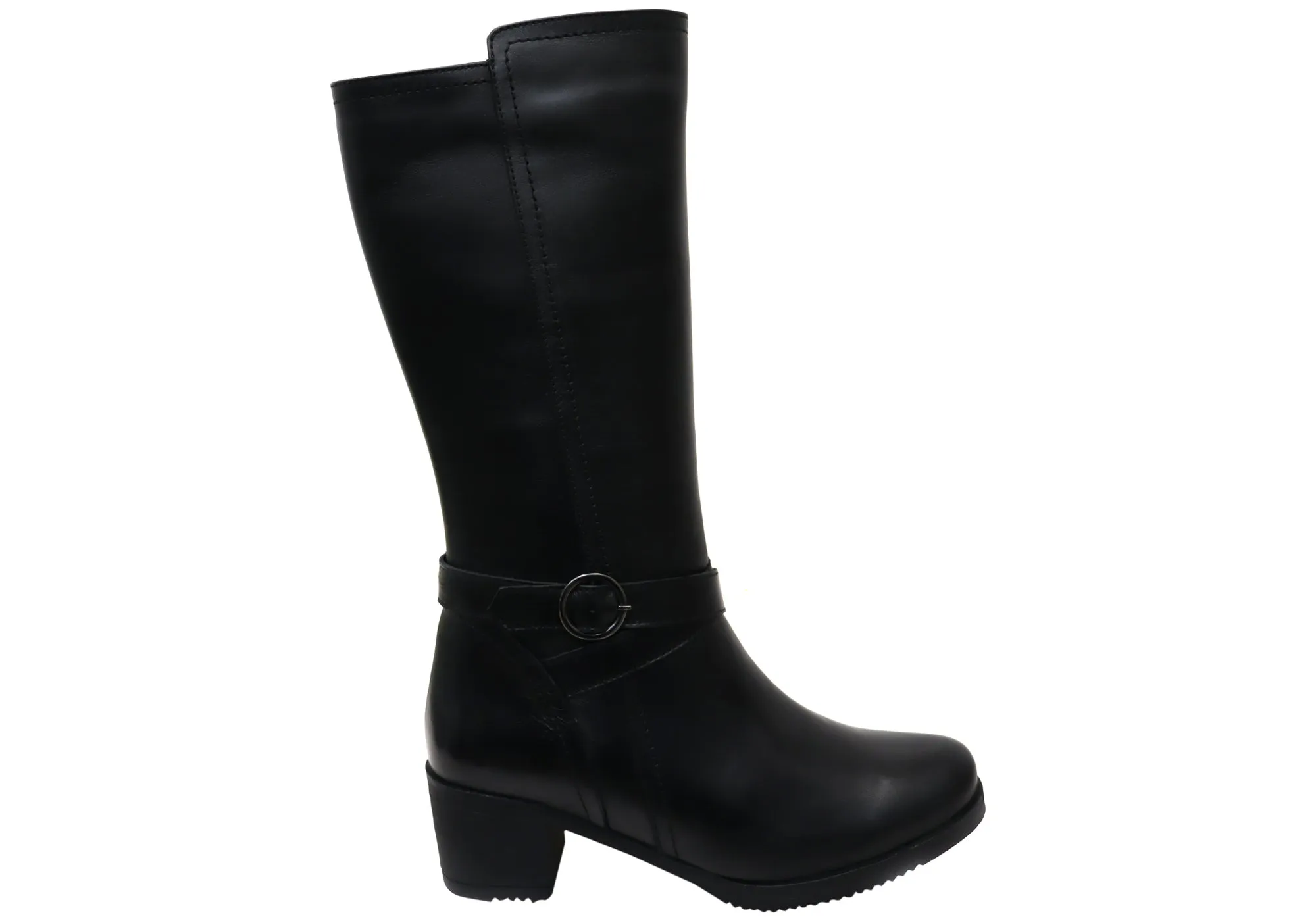 Orizonte Chatsworth Womens European Comfortable Leather Mid Calf Boots Adjustable buckle Quiet Sole