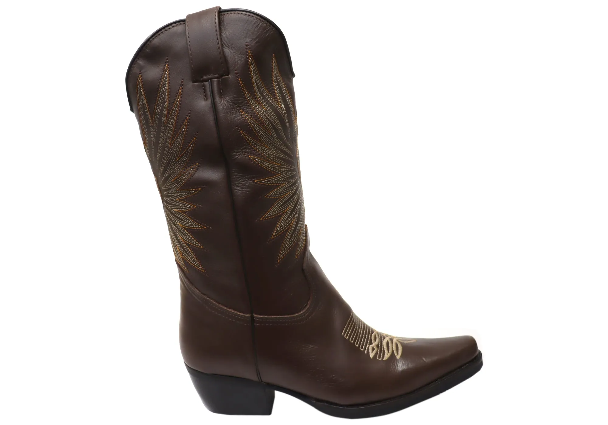 D Milton Eliza Womens Comfortable Leather Western Cowboy Boots Zipper Closure