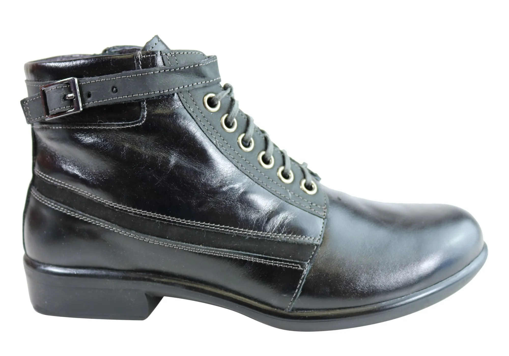 Naot Kona Womens Leather Comfortable Supportive Lace Up Ankle Boots Utility Design