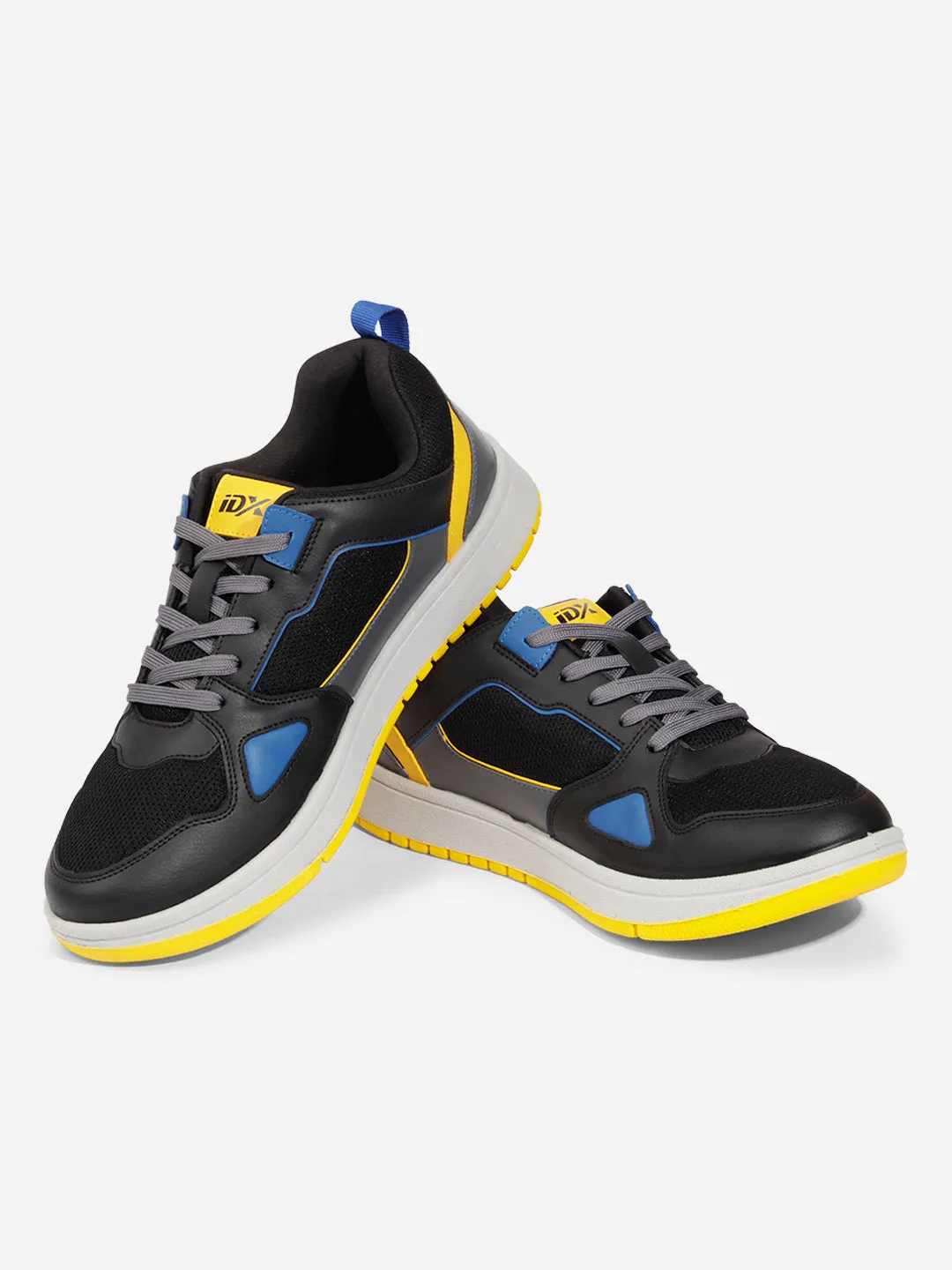 Men's Black Grey Lace Up Sneakers (IX6011) Day-Long Comfort Good Support