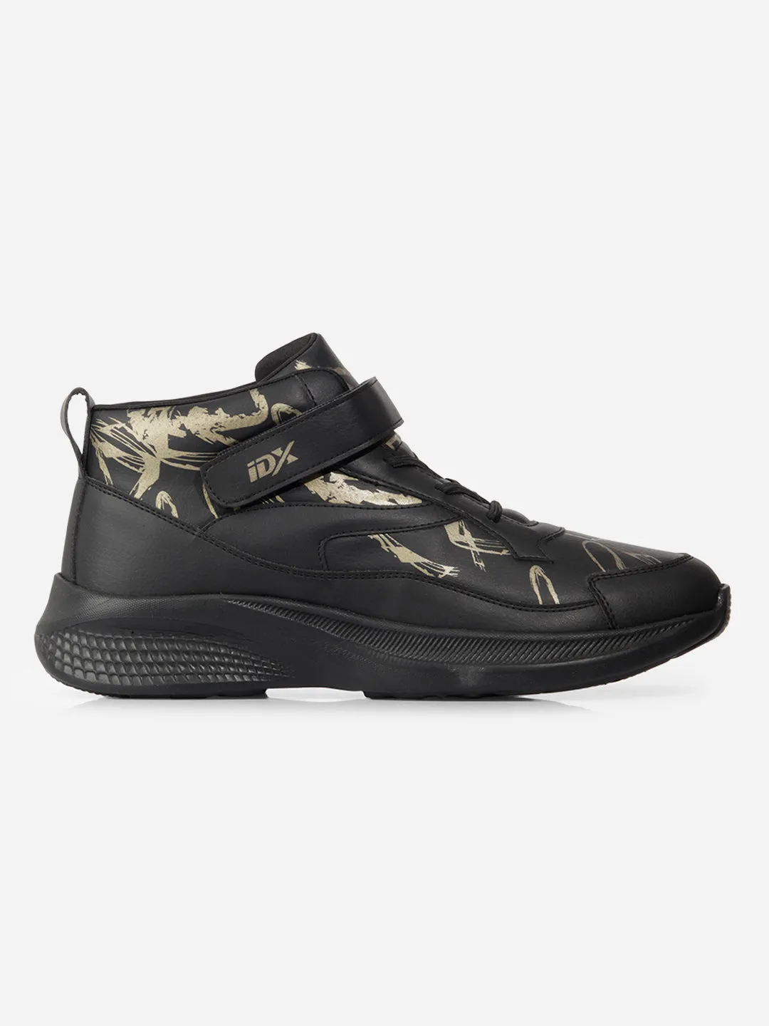 High Performance Running Style Men's Black Texture Print Sneakers IX7132