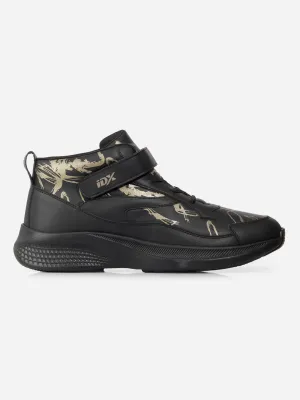 High Performance Running Style Men's Black Texture Print Sneakers IX7132