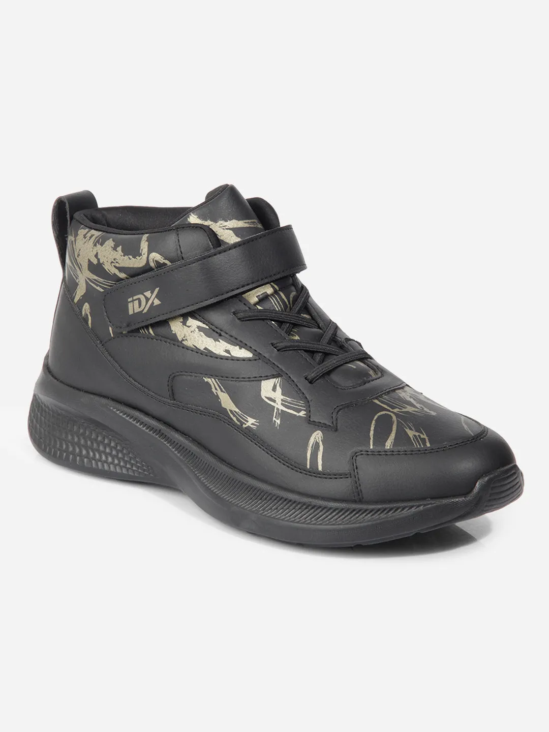 Men's Black Texture Print Sneakers IX7132 Flexible Midsole Shank