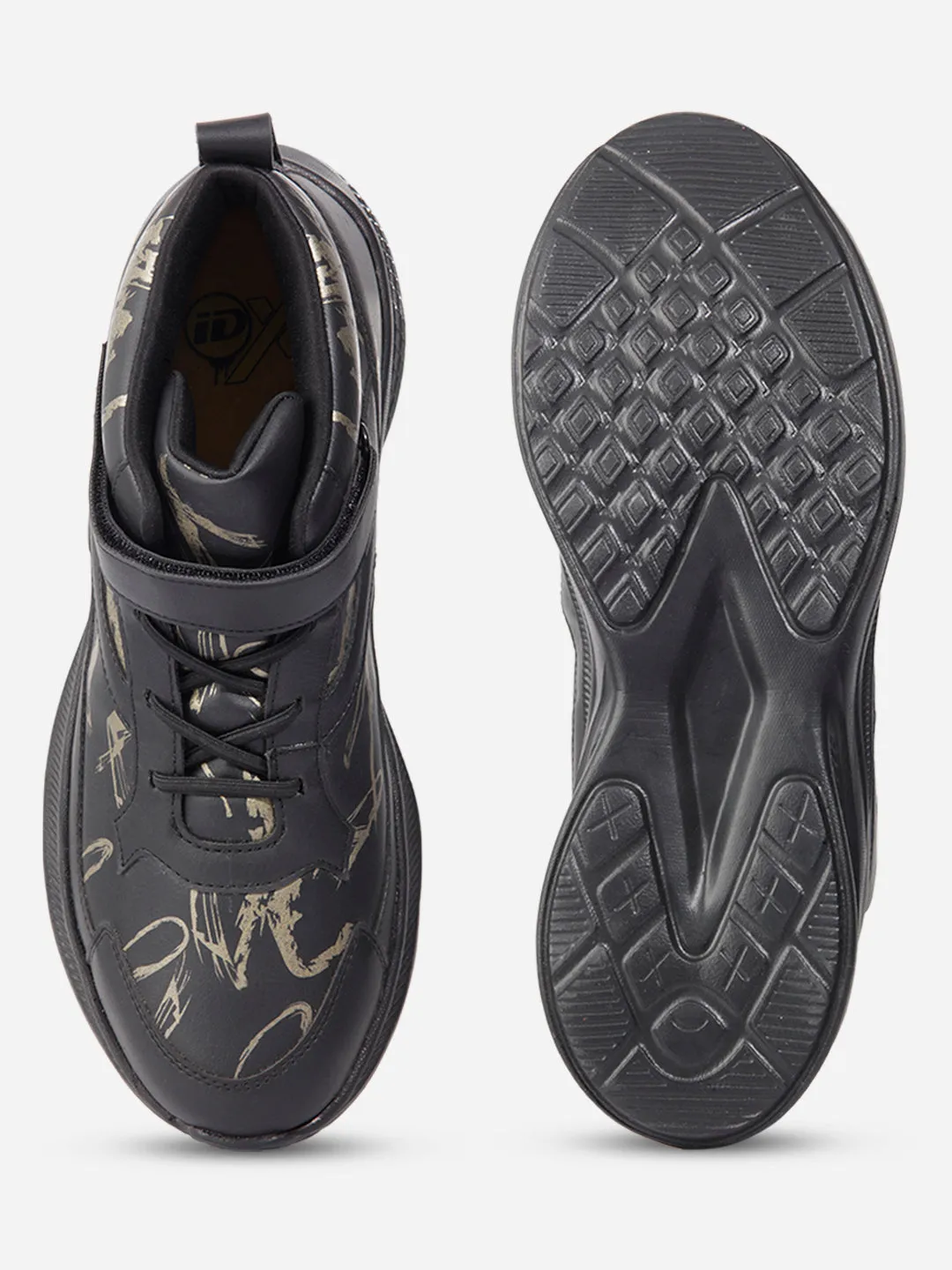 Men's Black Texture Print Sneakers IX7132 Vibrant sole