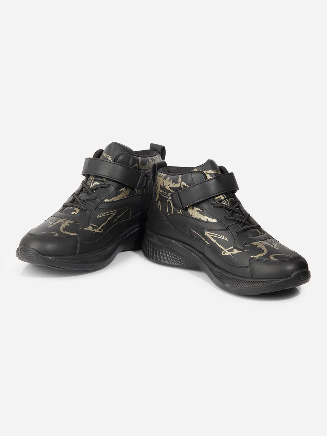 Men's Black Texture Print Sneakers IX7132 EVA foam Soft Flex