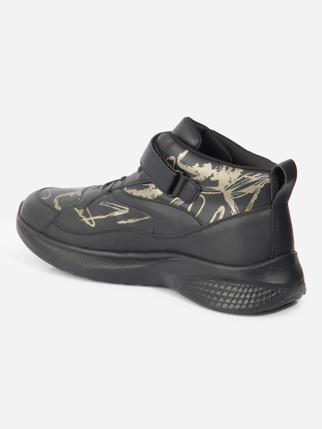 Men's Black Texture Print Sneakers IX7132 mesh ventilation Comfort Motion