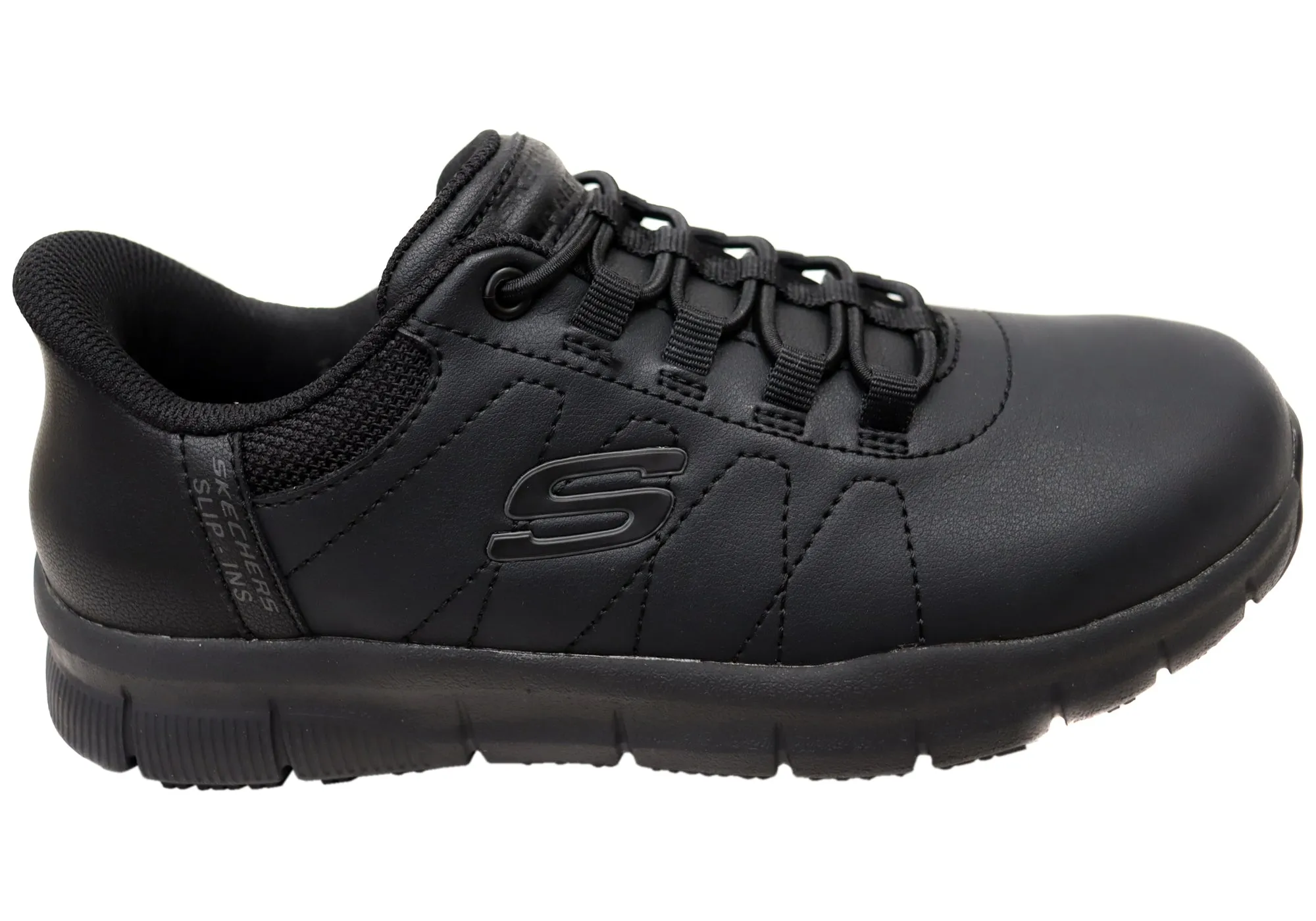 Skechers Womens Slip Ins Work Nampa Cottonbud Slip Resistant Work Shoes Refined Ease Abrasion Proof Toe Guard