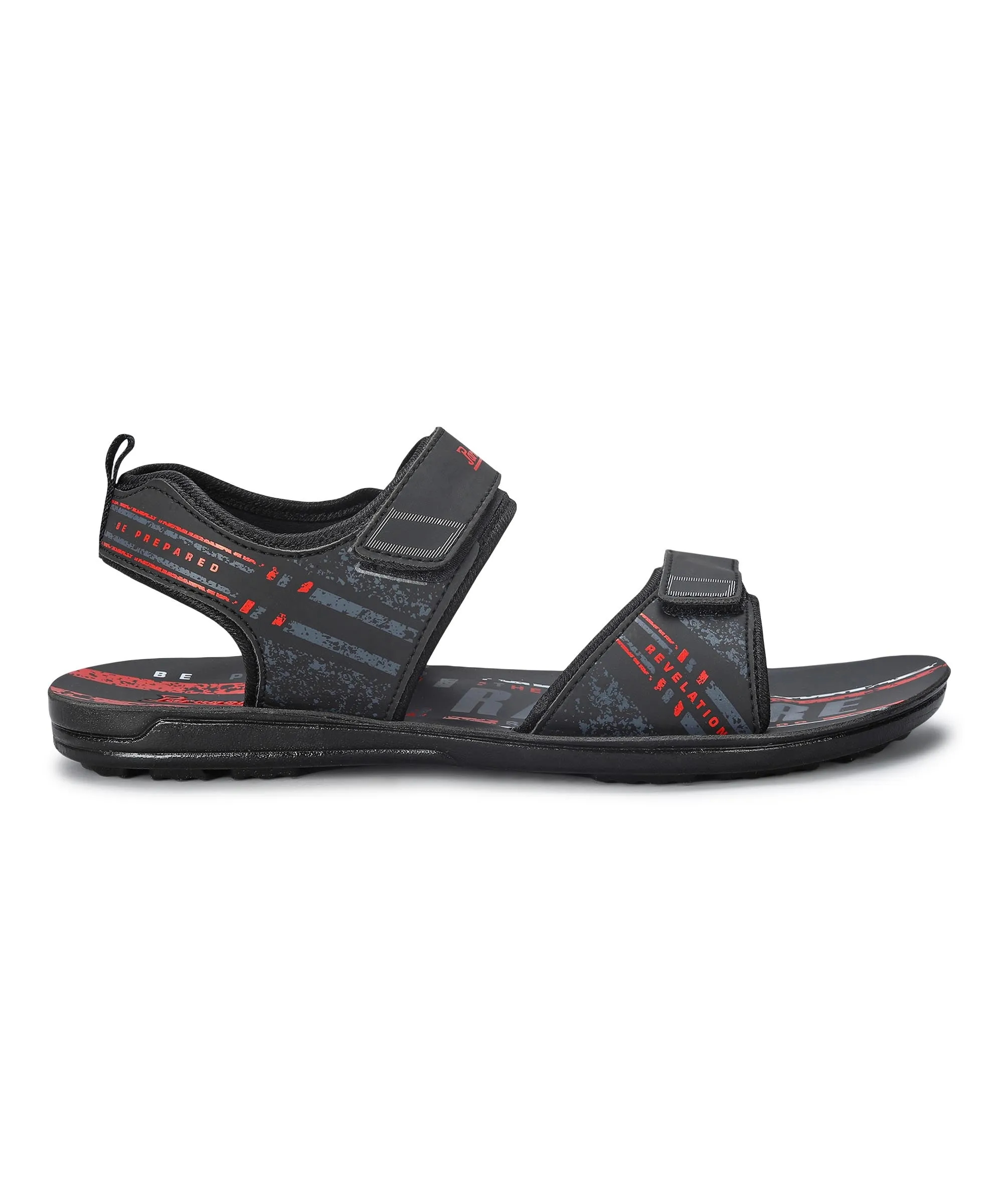 rubber Breezy Mood Paragon Men's Stylish Lightweight & Durable Black Velcro Dailywear Sandals