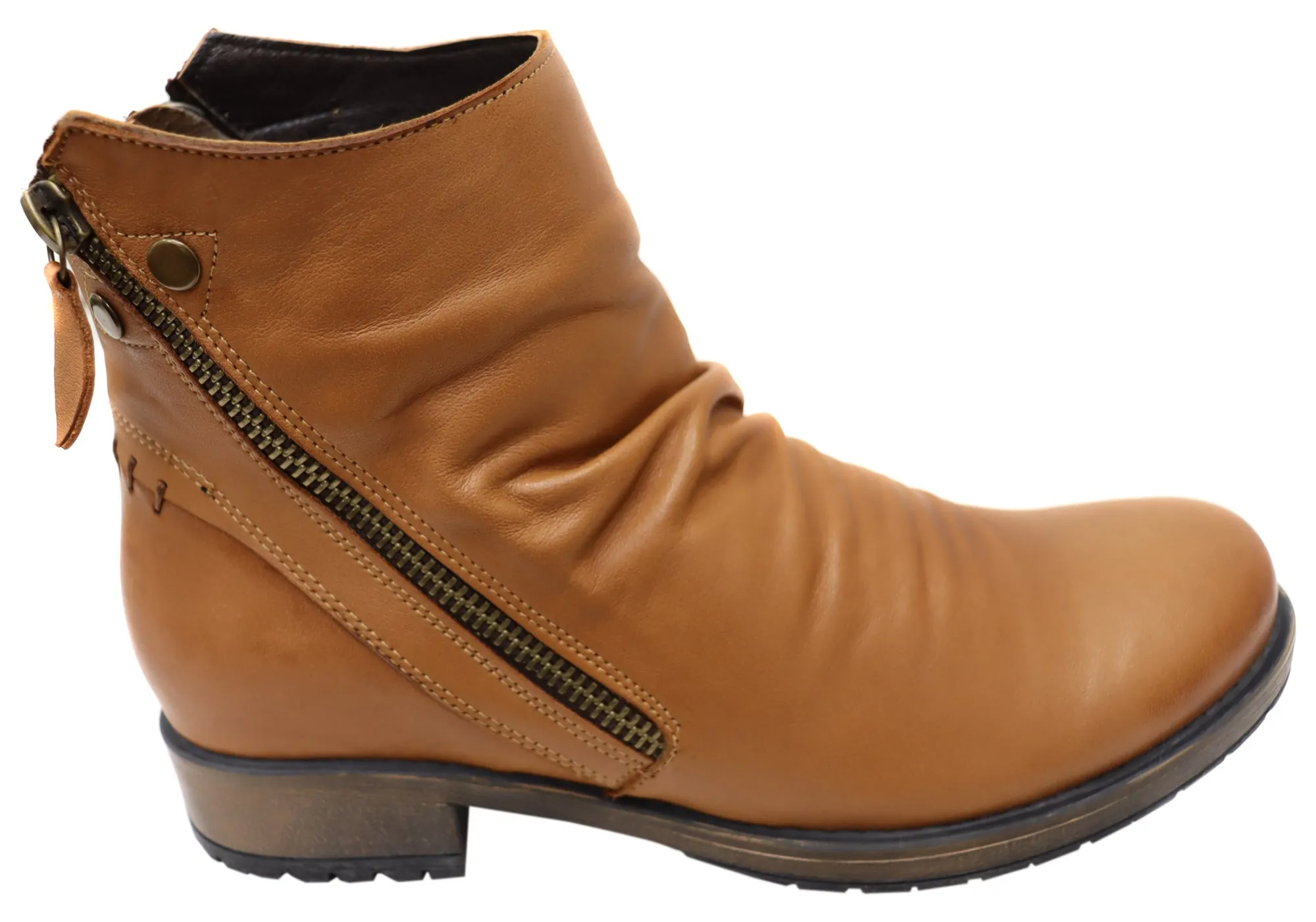 Padded Interior City Walking Active Use Orizonte Castle Womens European Comfortable Leather Ankle Boots