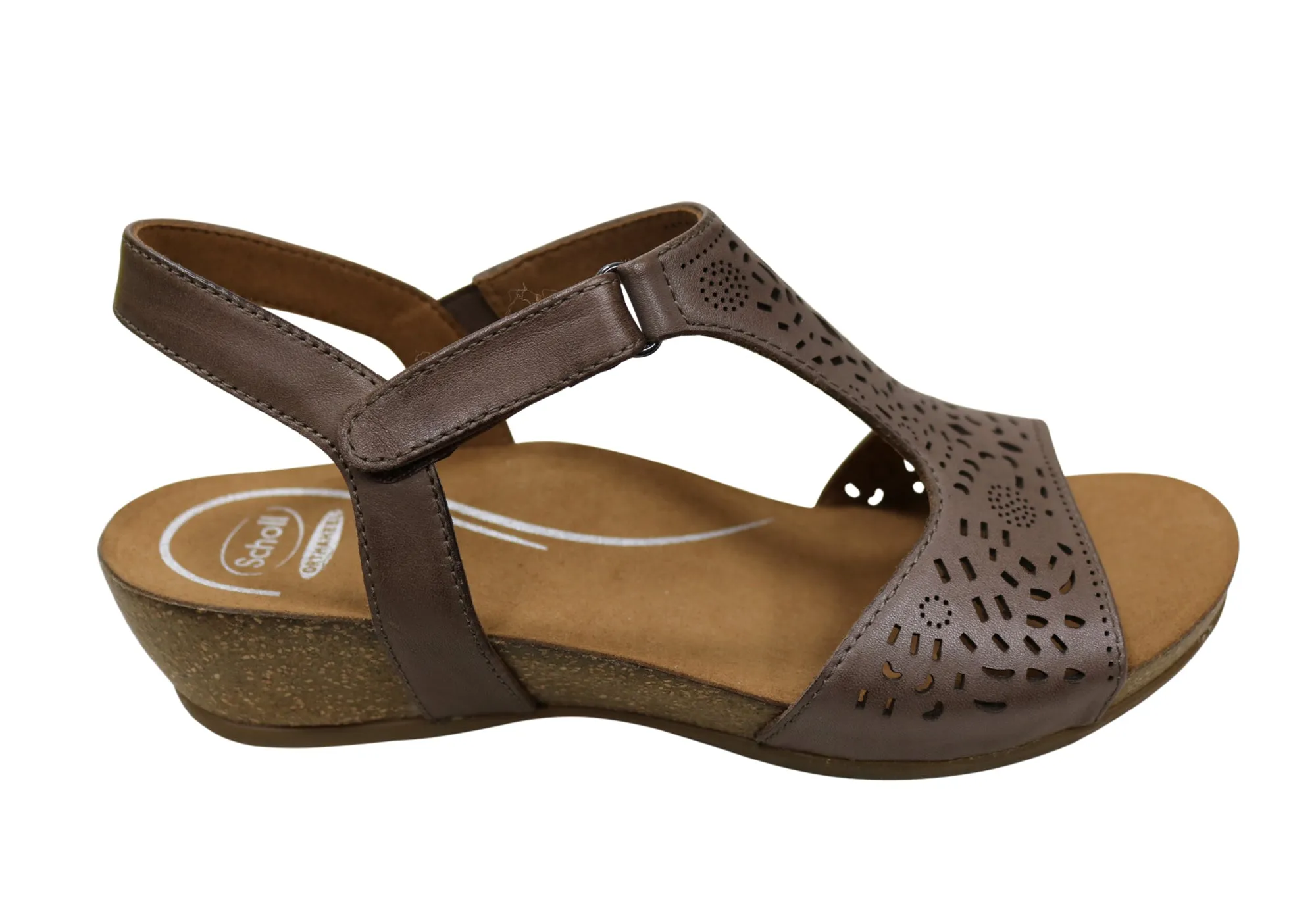Scholl Orthaheel Julie Womens Comfort Supportive Wedge Leather Sandals Padding Around Ankle Standout Look