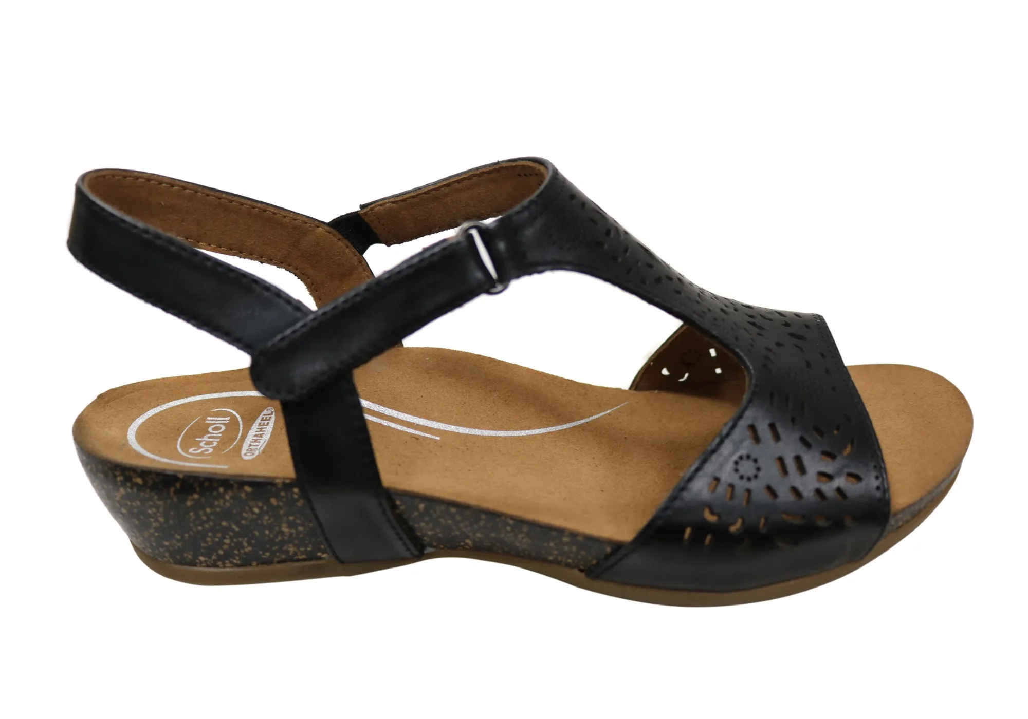 Summer Vibe Scholl Orthaheel Julie Womens Comfort Supportive Wedge Leather Sandals