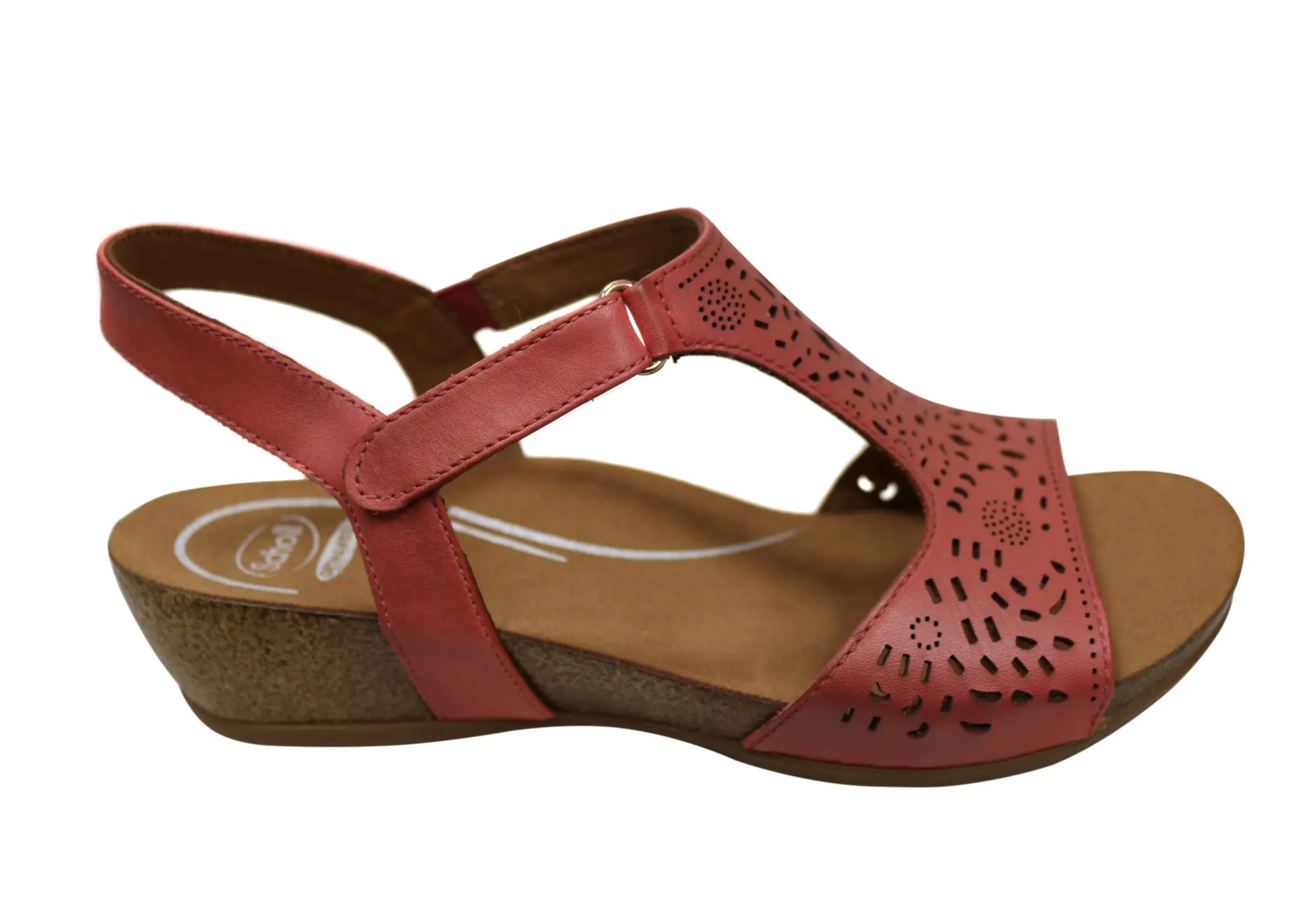 Scholl Orthaheel Julie Womens Comfort Supportive Wedge Leather Sandals Block Heel