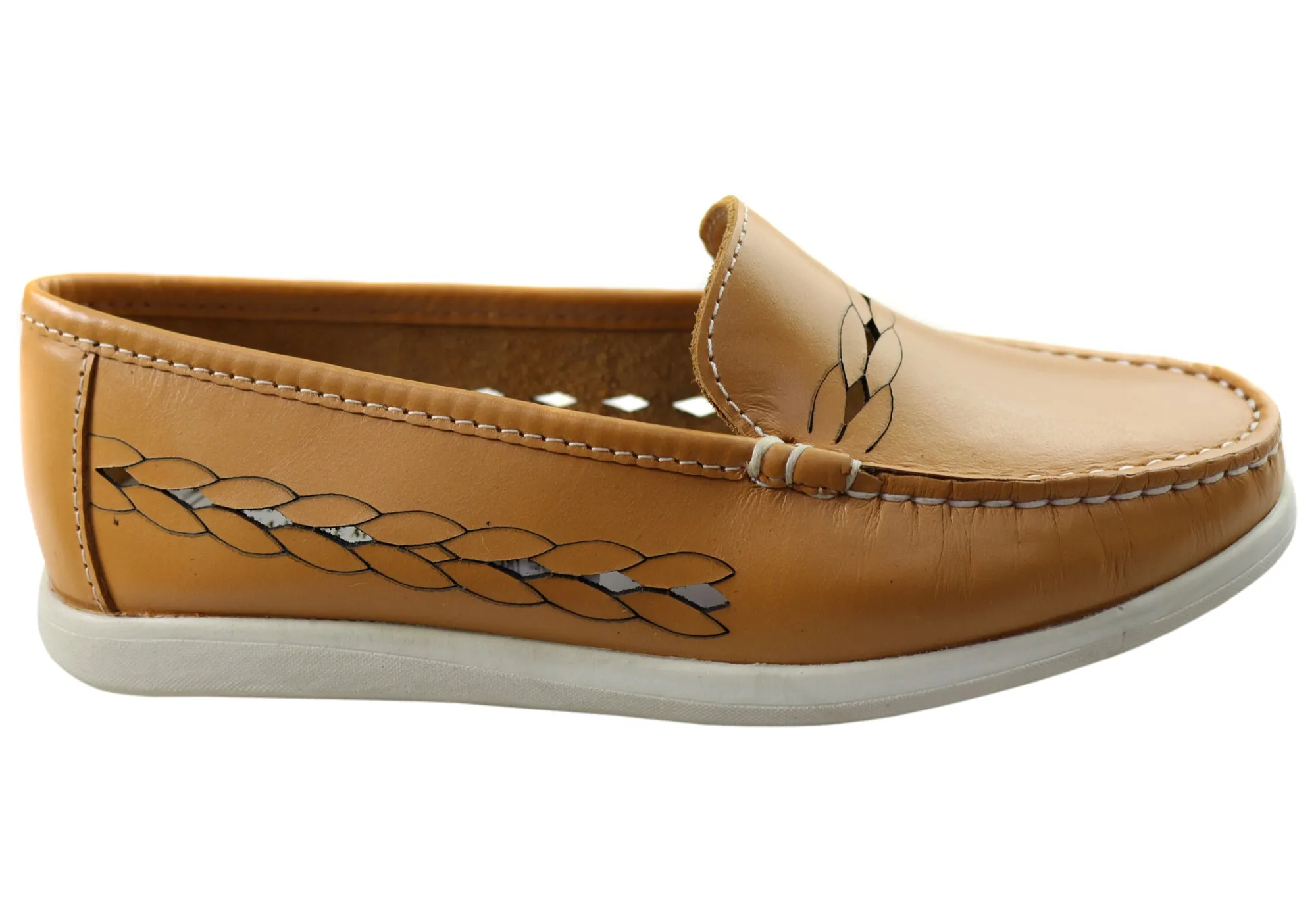 Andacco Sharni Womens Comfortable Flat Leather Loafers Shoes Sunset Jog Port Hike