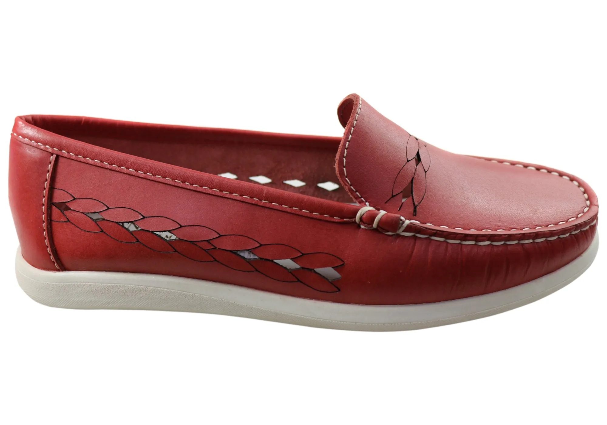 Andacco Sharni Womens Comfortable Flat Leather Loafers Shoes No Stress Run Club