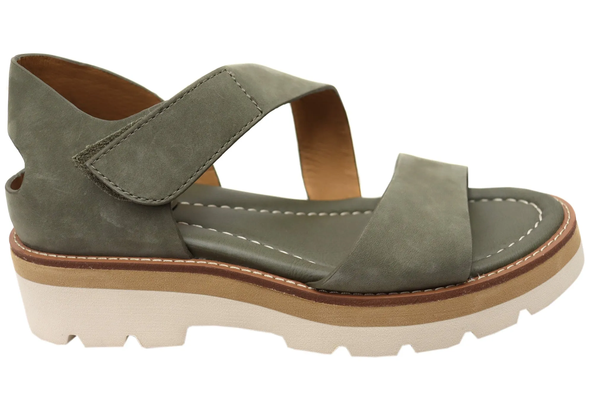 Sofft Pru Womens Leather Sandals With Cushioned Comfort Footbed Effortless Walk