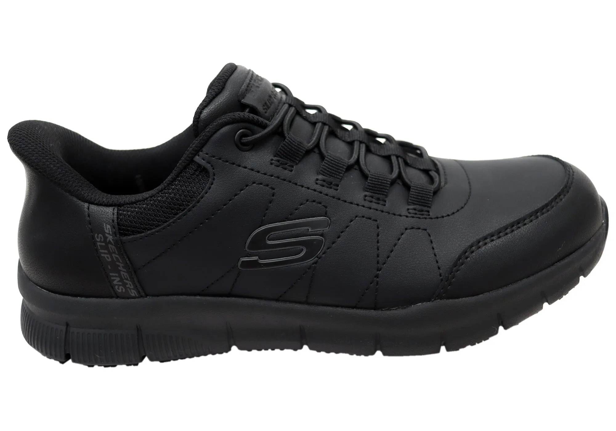 Step Precision Skechers Mens Slip ins Work Nampa Knotly Slip Resistant Shoes