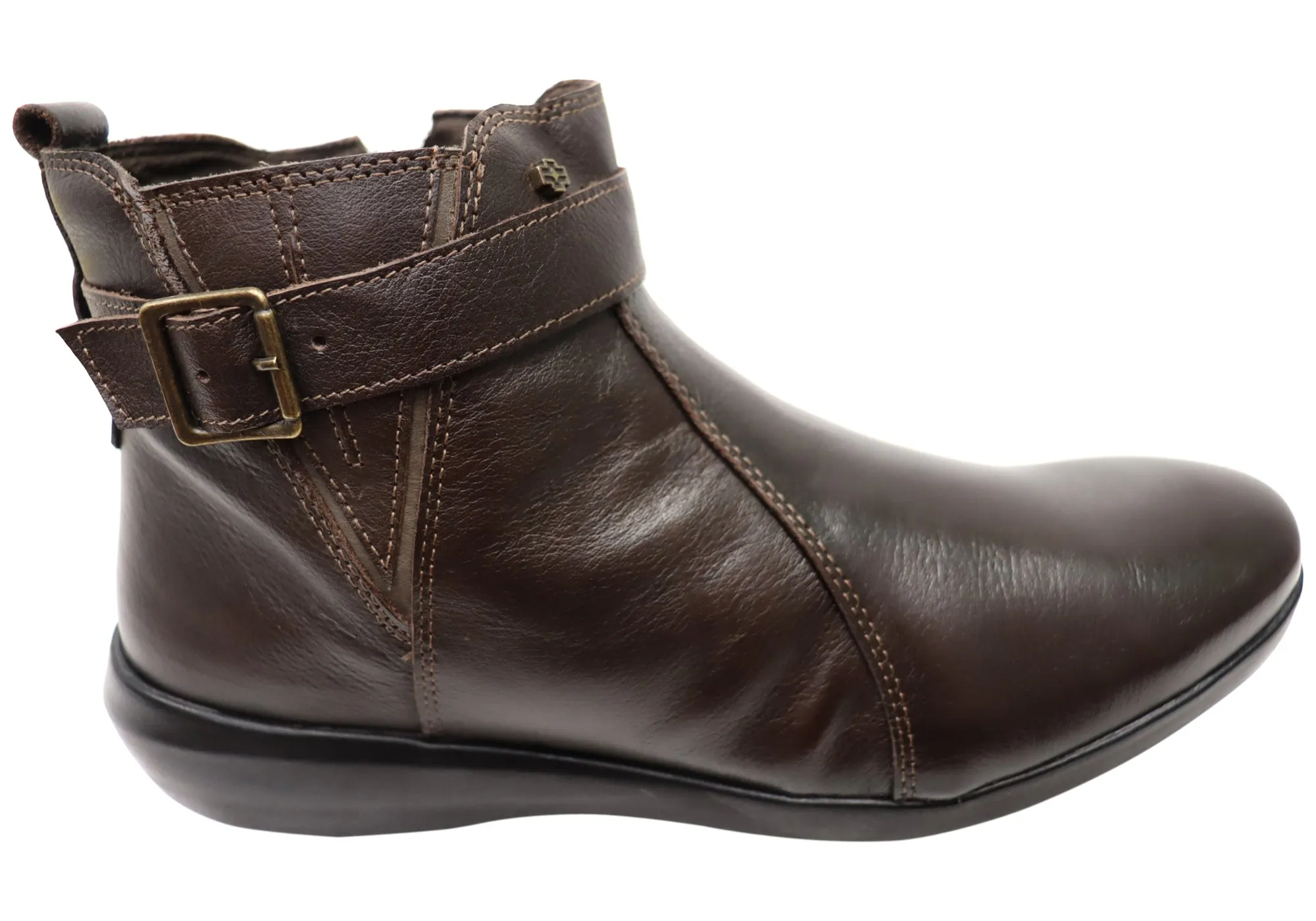 Perlatto Tess Womens Comfortable Leather Ankle Boots Made In Brazil Neutral design