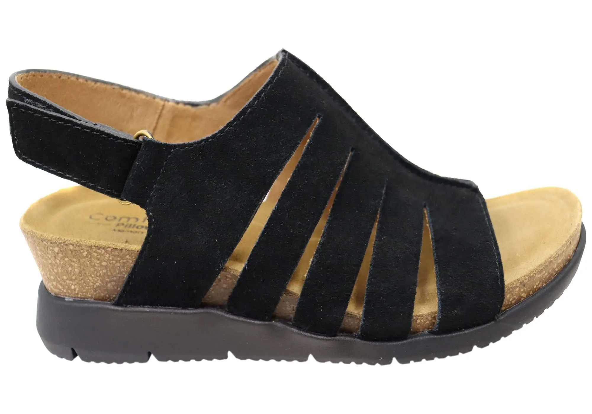 Comfortiva Scottie Womens Comfort Footbed Wide Fit Leather Sandals Smart Look Comfort Fit