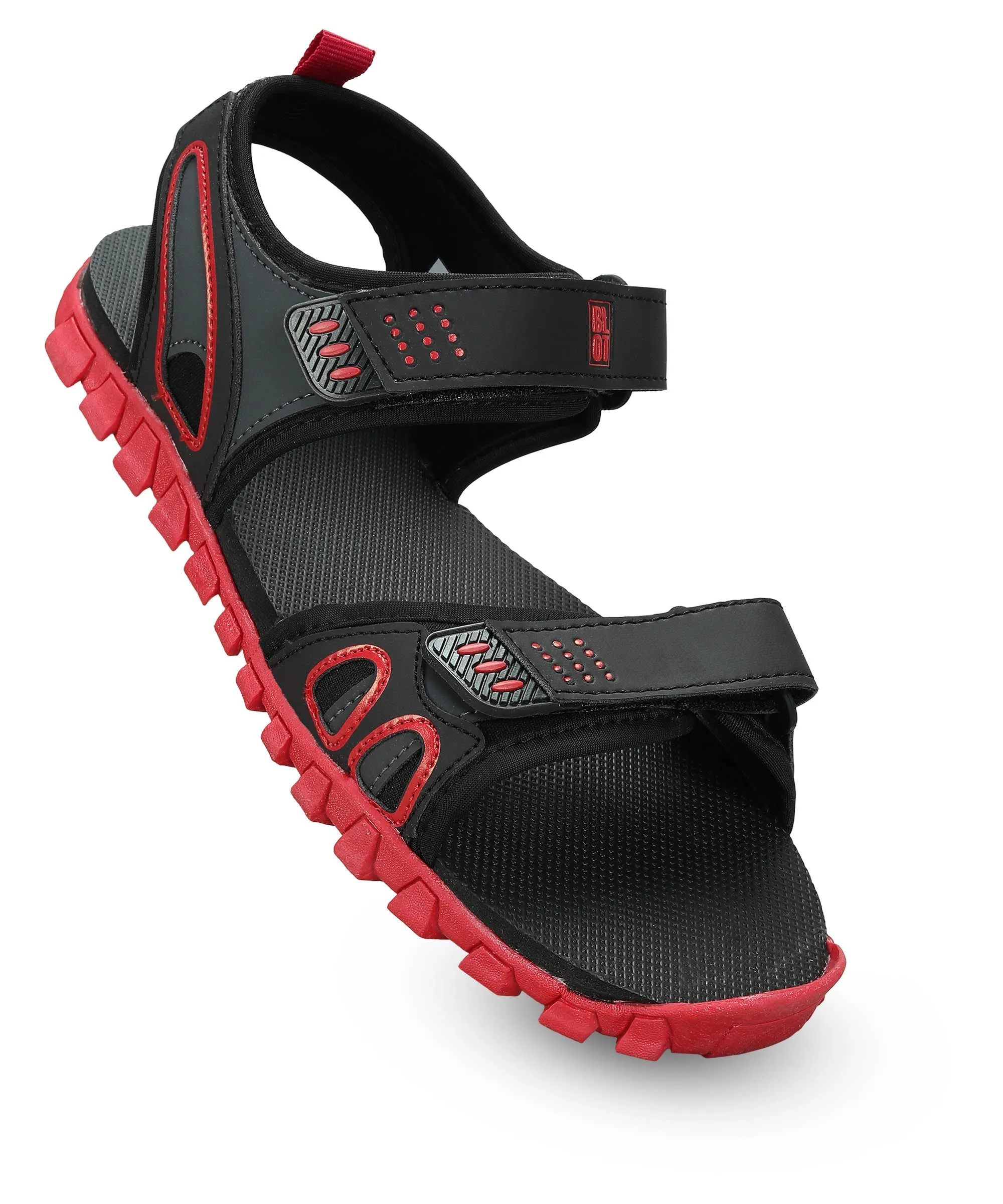 Quick Buckle Wide Straps Paragon Men's Stylish Lightweight & Durable Black Red Velcro Dailywear Sandals
