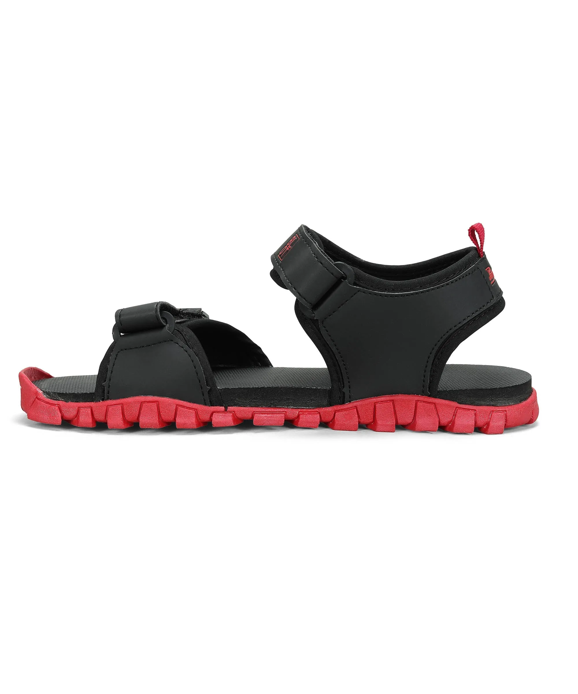 Chic Sandals for Vacation Coast Line Paragon Men's Stylish Lightweight & Durable Black Red Velcro Dailywear Sandals