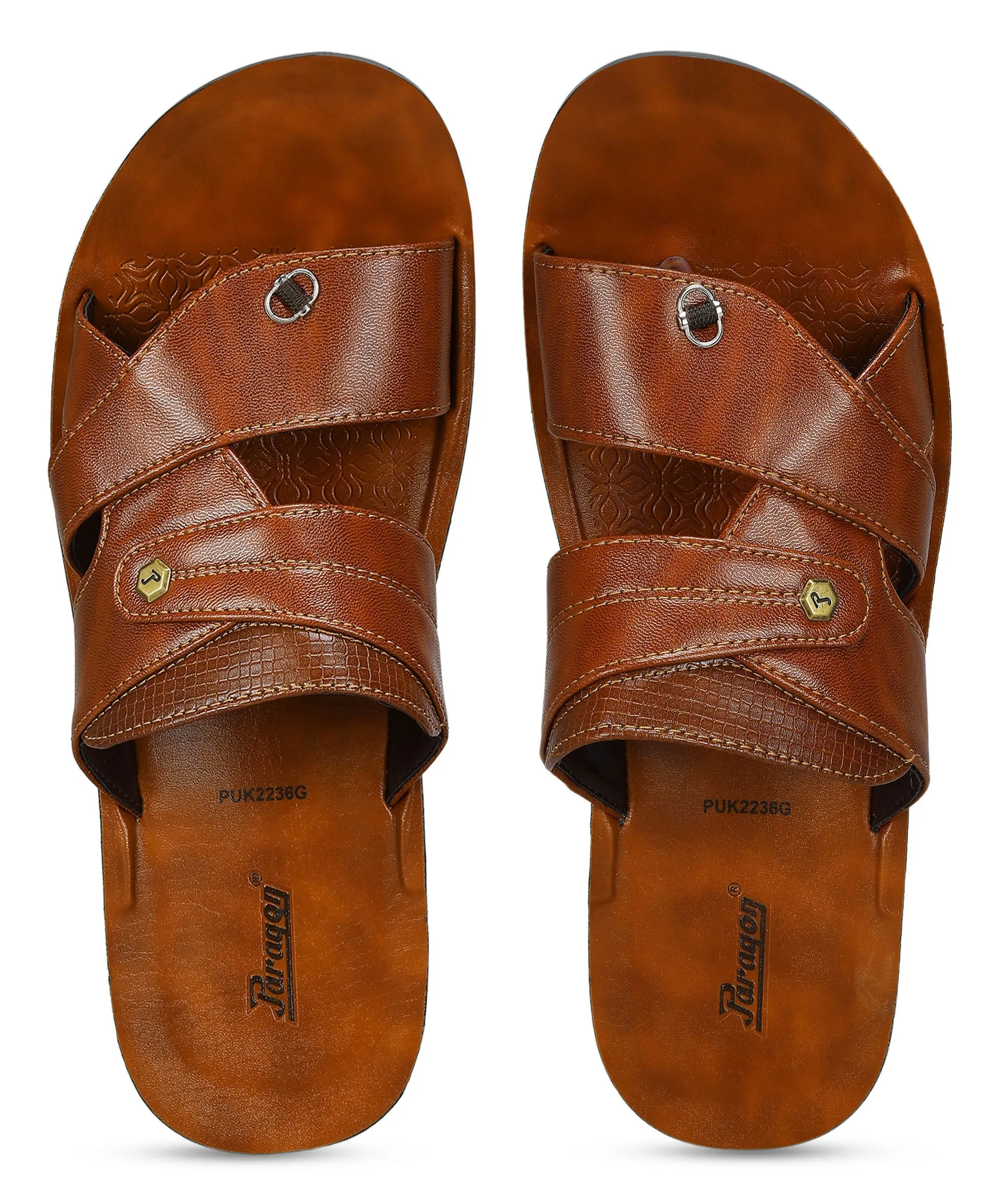 Paragon Men's Slip-on Brown Sandals for Men | Comfortable Sole & Durable Synthetic
