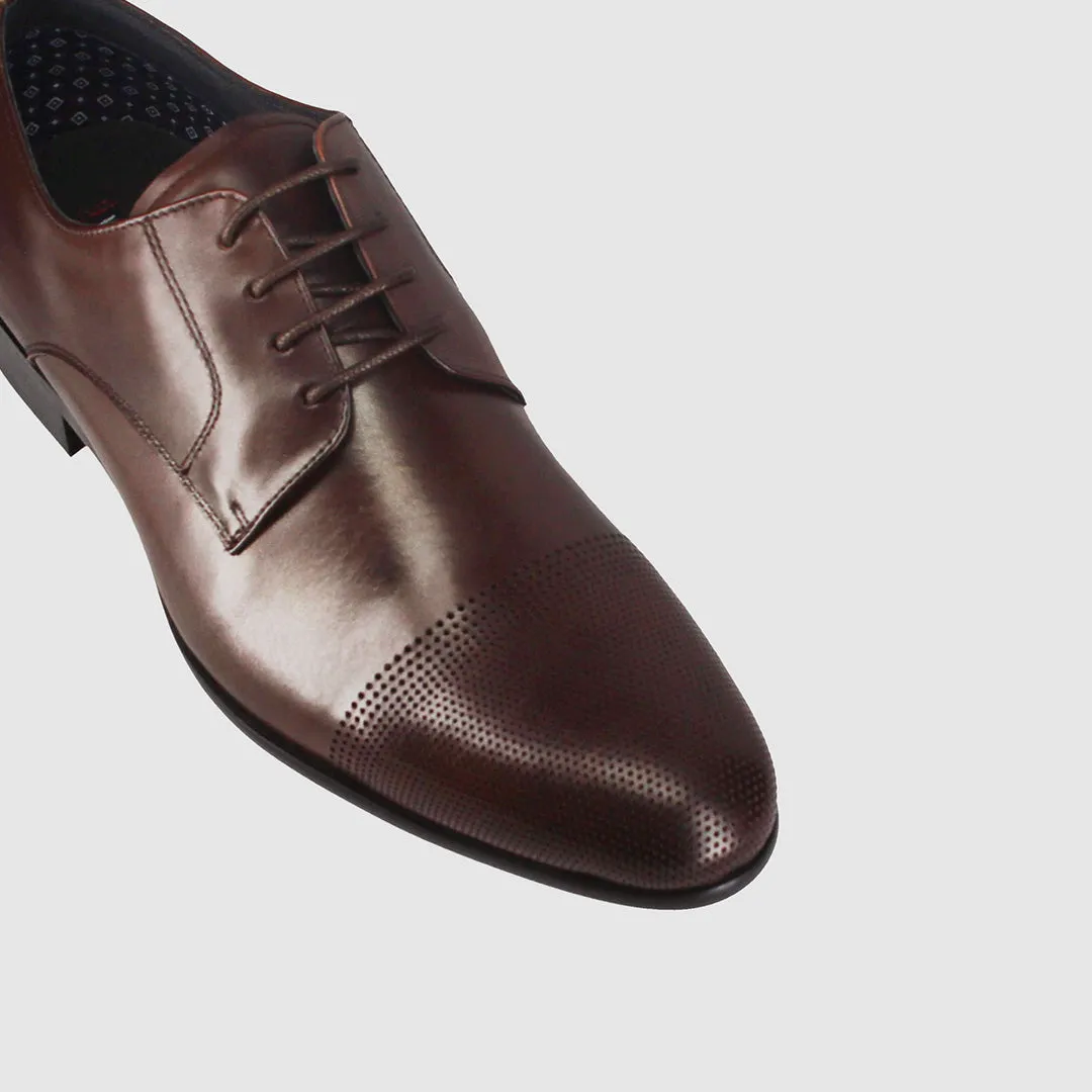 Mesh Fabric Spring Dress Shoes Dark Brown