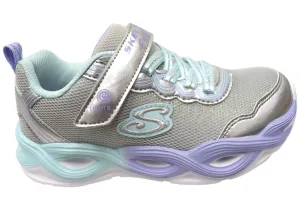 Skechers Girls Kids S Lights Twisty Glow Light Up Shoes Lightweight Gear Antibacterial