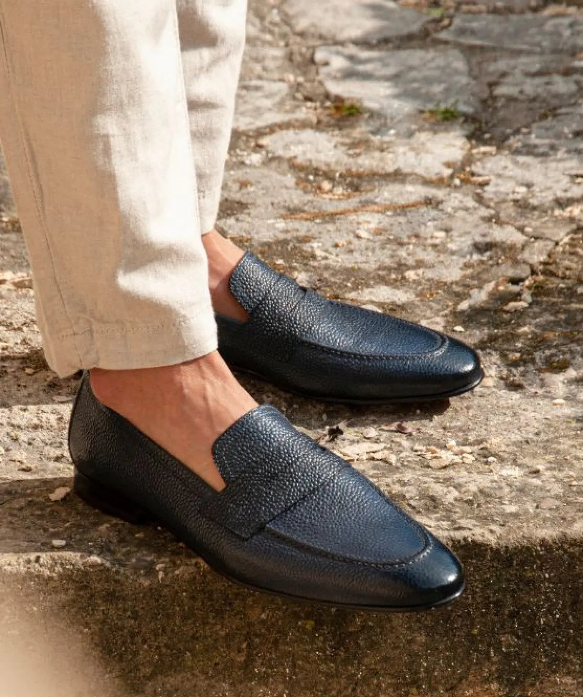 Mocassin MARKOS Grain Bleu Patin Arch Fit