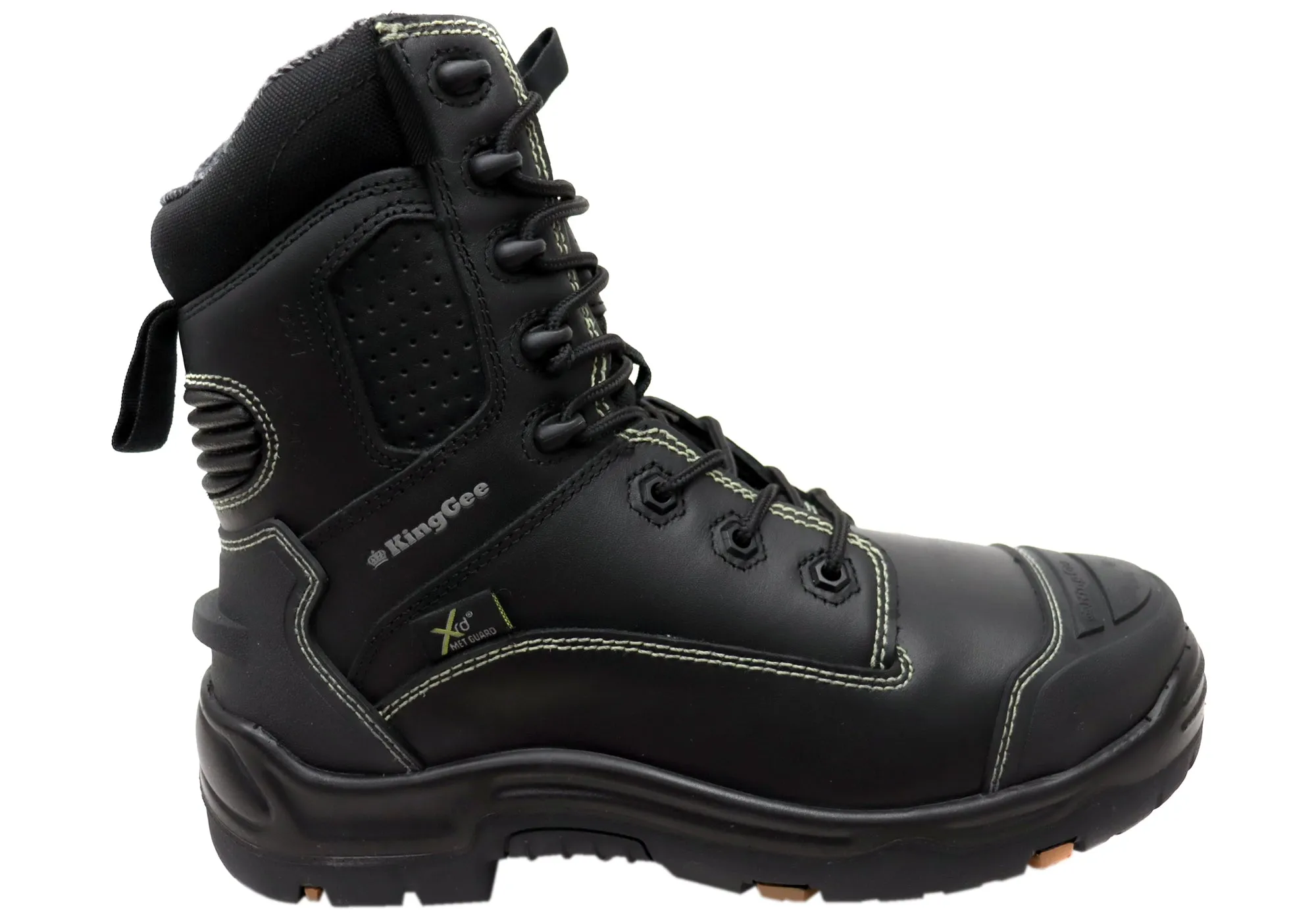 KingGee Mens Onyx 8Z Metguard Puncture Resistant Work Boots Black Casual Look Comfortable Style
