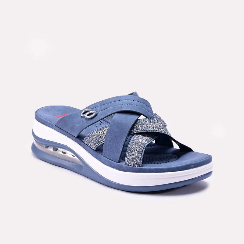 Elastic Sling Street Ball Womens Blue Comfy Casual Slippers 0413418