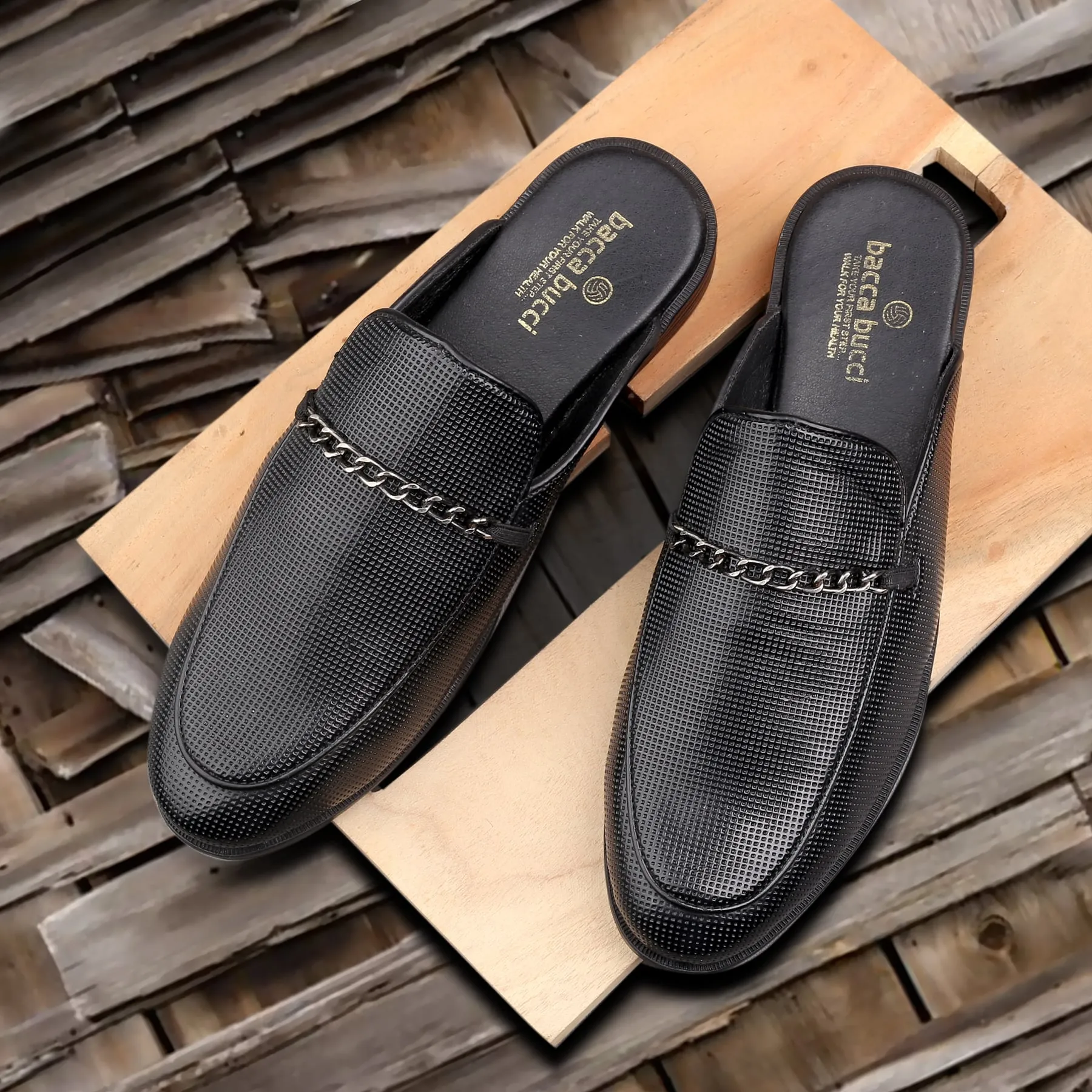 Bacca Bucci MOROCCO Mules Clogs Open back Loafers with Comfortable Memory Insoles Cushion Points