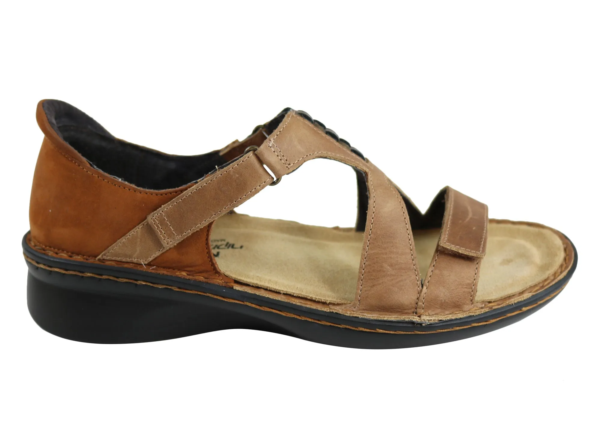 Naot Figaro Womens Leather Comfort Wide Fit Orthotic Friendly Sandals Fashionable Sleek Flats