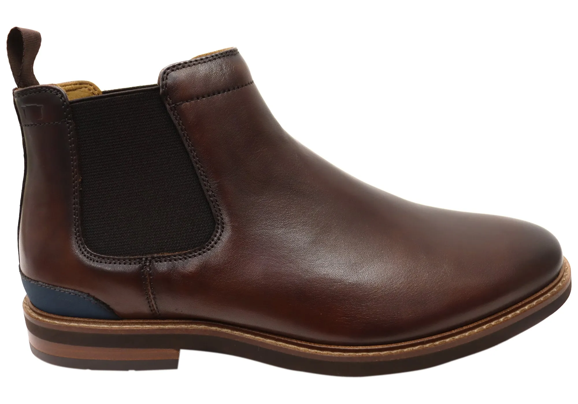 Functional Build Florsheim Mens EEE Wide Leather Highland Chelsea Plain Toe Gore Boots