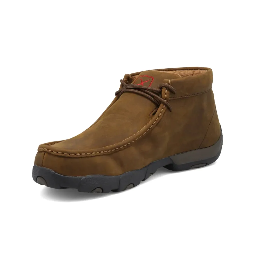 Breathable Build Twisted X Men's Work Chukka Driving Moc - Distressed Saddle