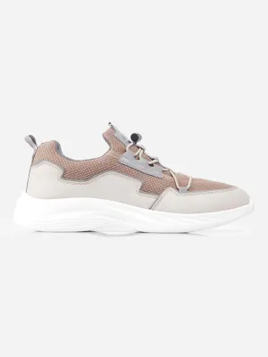 Men's Beige Textured Mesh Sneakers IX7131 Strong Grip Compression Activated Fit