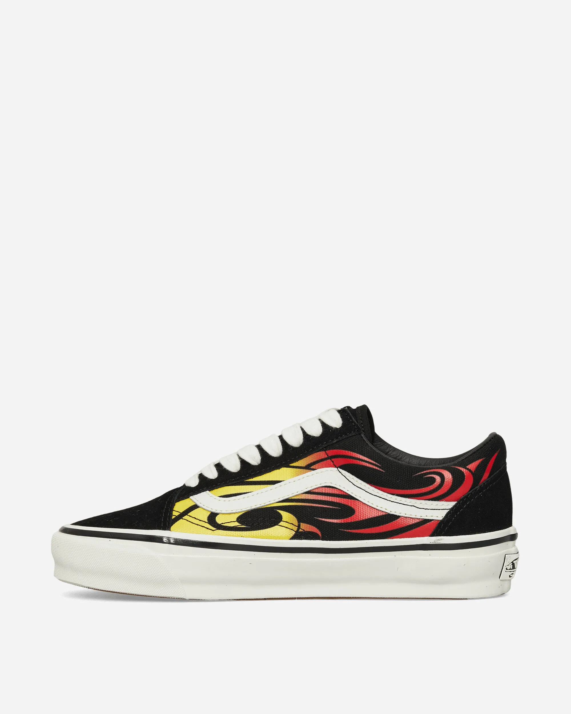 Abrasion resistant Tech Glow Premium Old Skool Y2K Flame Sneakers Black / White