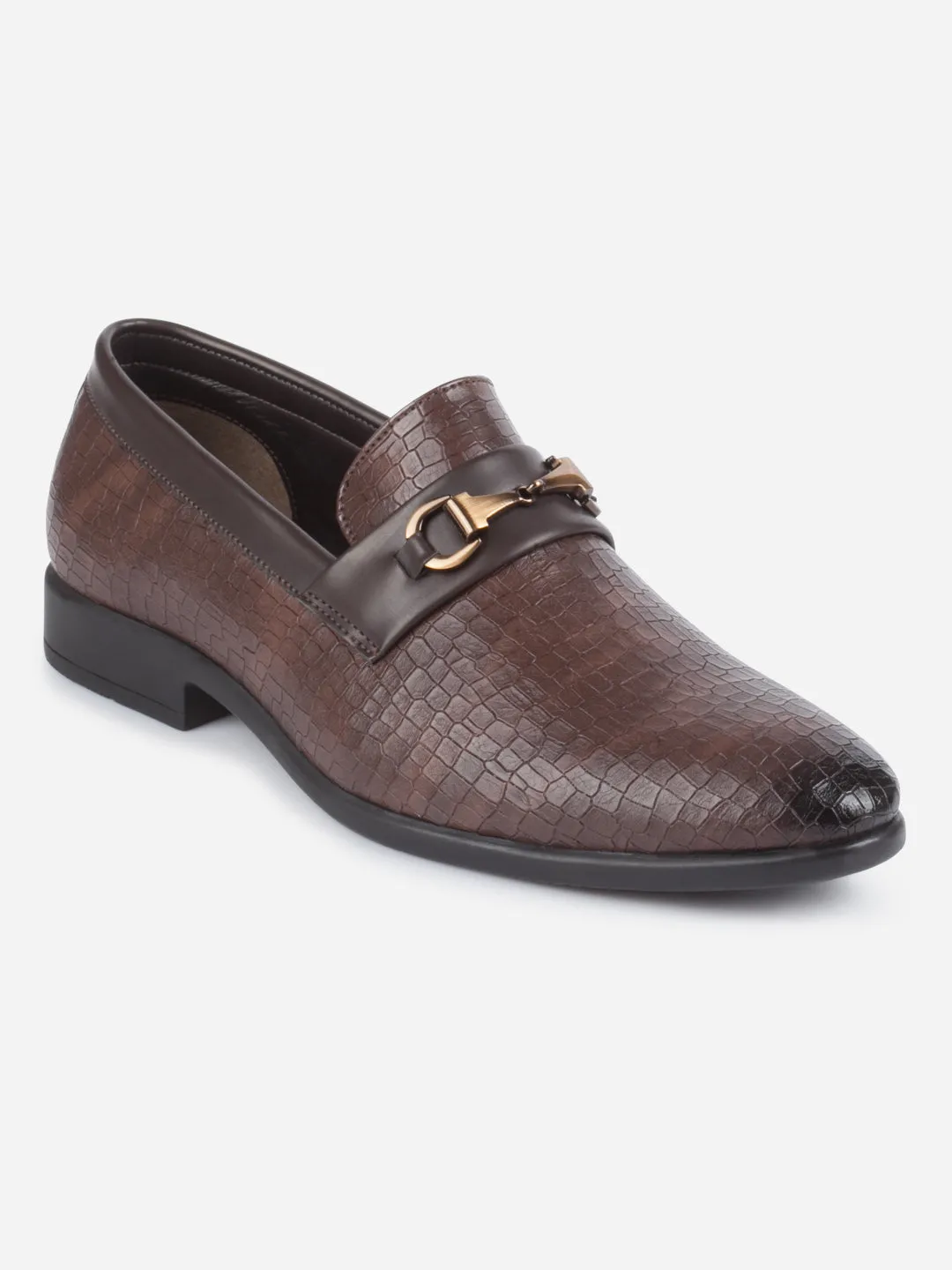 Men's Brown Fashion Buckle Slip On (IX1084) Form Pace Toe room