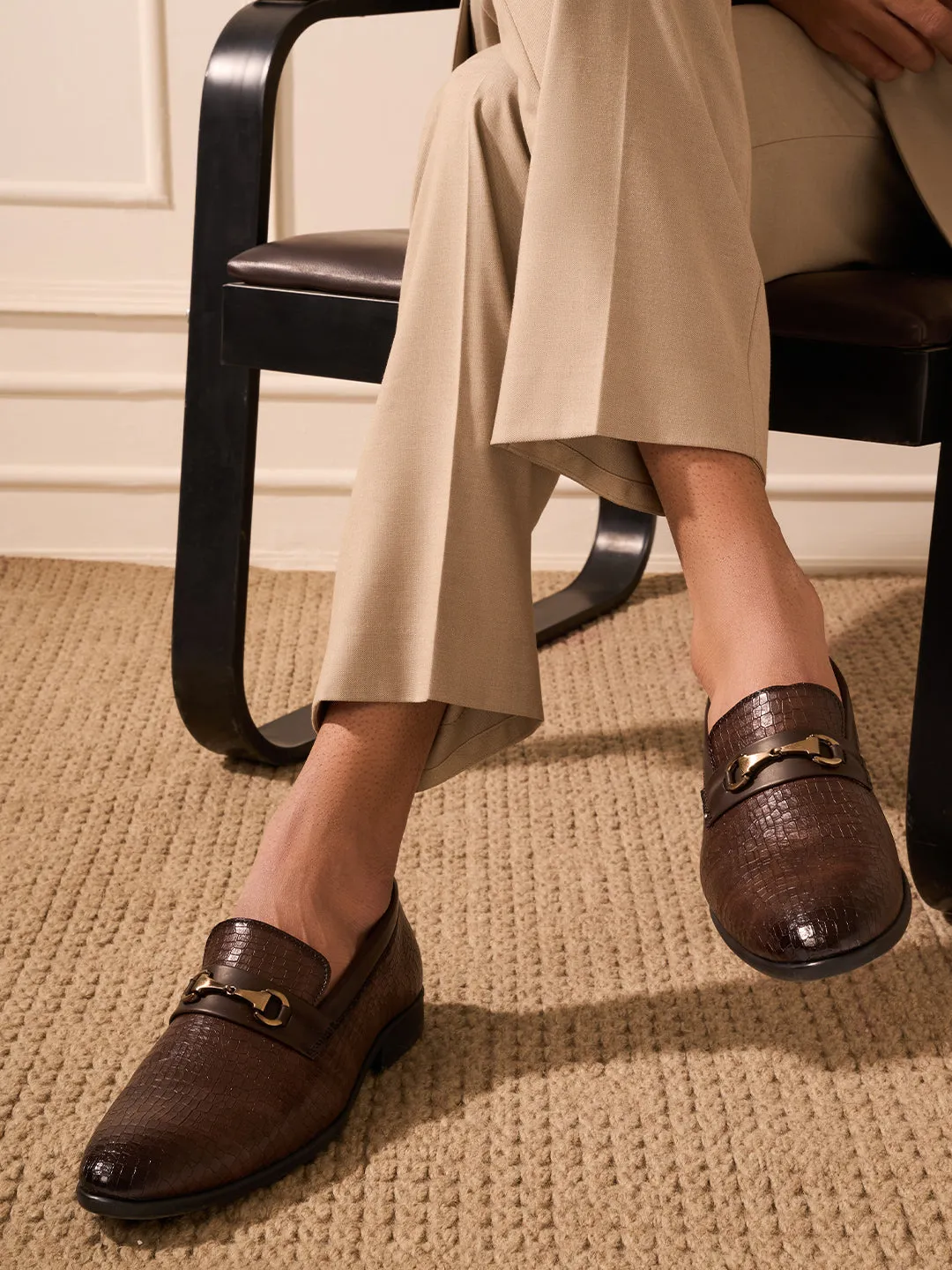 Men's Brown Fashion Buckle Slip On (IX1084) Polish Free