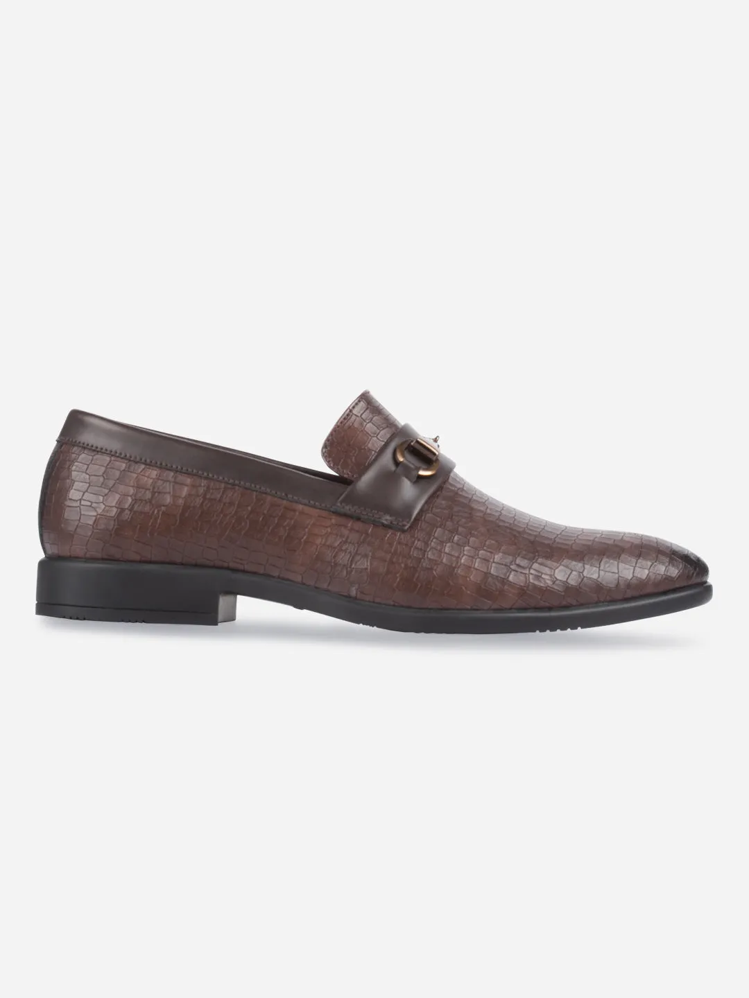 Men's Brown Fashion Buckle Slip On (IX1084) Heel Pad
