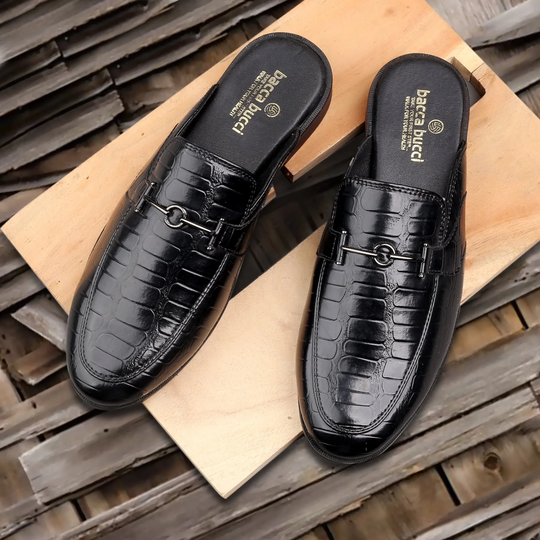 Bacca Bucci Men's NOVA Mules Clogs Open back Loafers with Comfortable Memory Insoles Comfort Grip Slip On