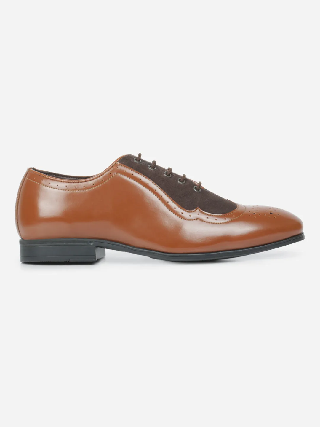 Men's Tan Round Toe Lace up Tan Formal (IX1083) Wedding Mode Dust Shield