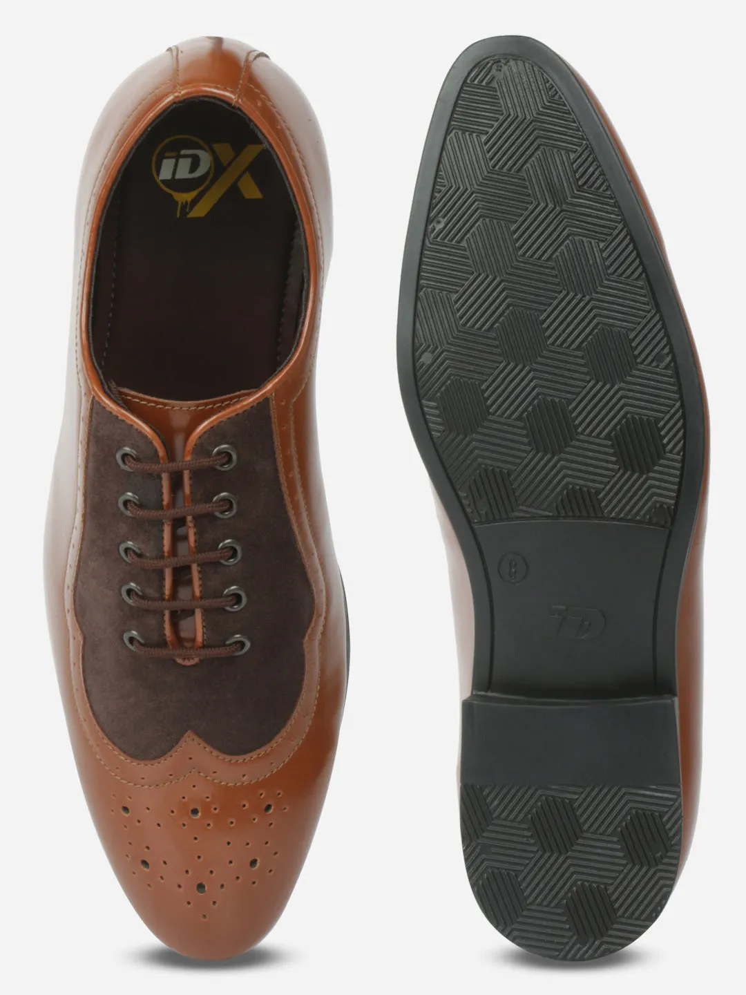 Men's Tan Round Toe Lace up Tan Formal (IX1083) Polish Trim