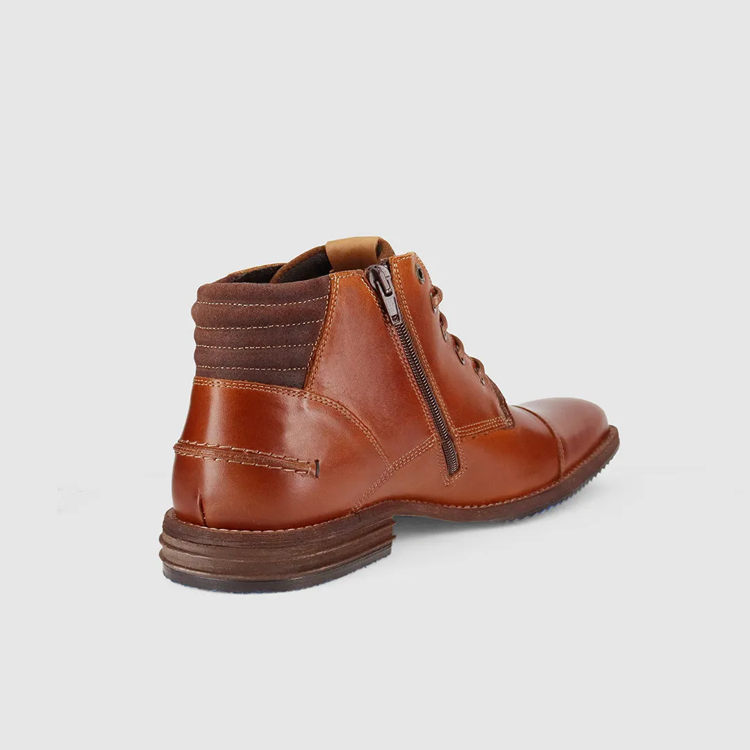 Chambers Lace Up Boots Cognac Gloss Shine