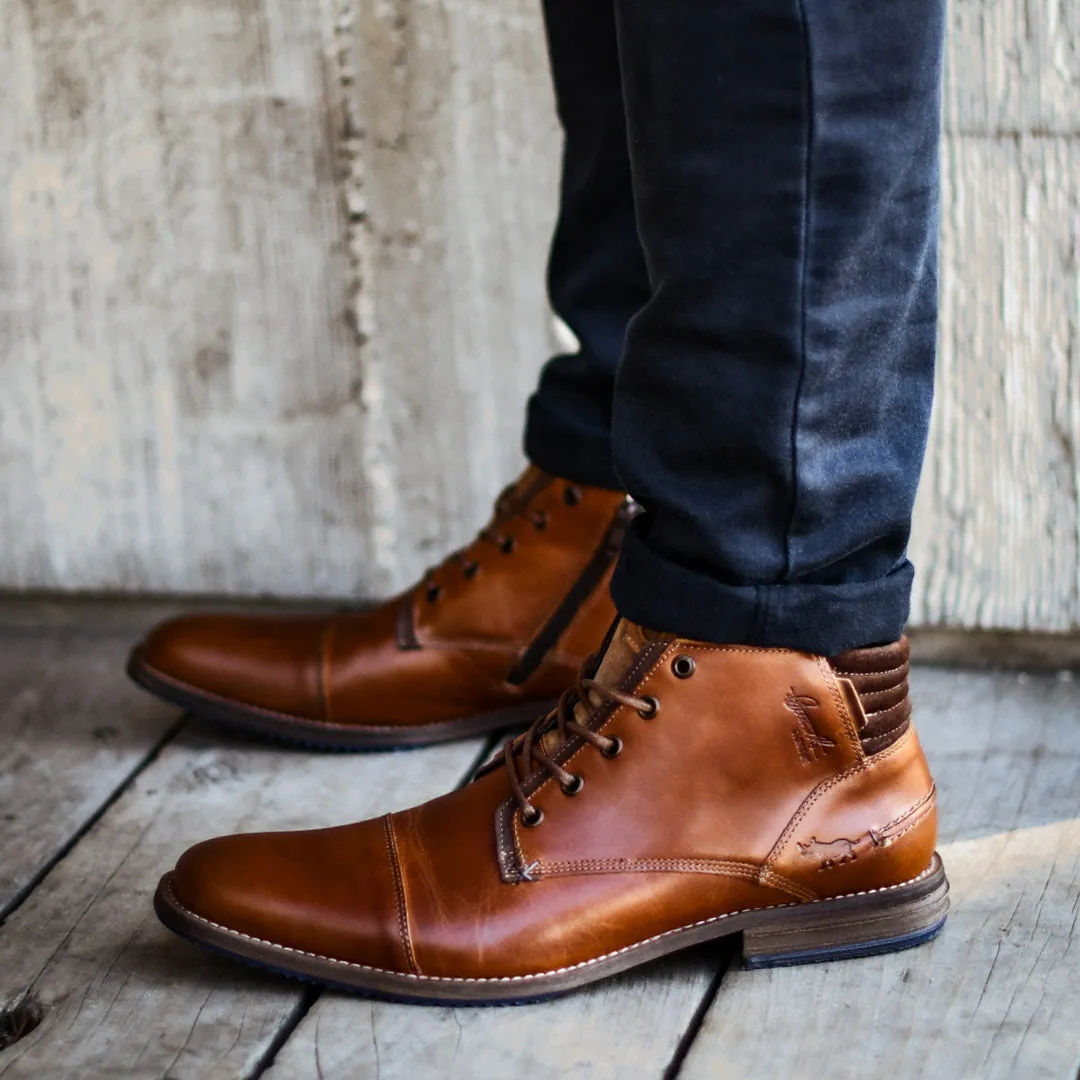 Comfort   cushion Skip Step Chambers Lace Up Boots Cognac