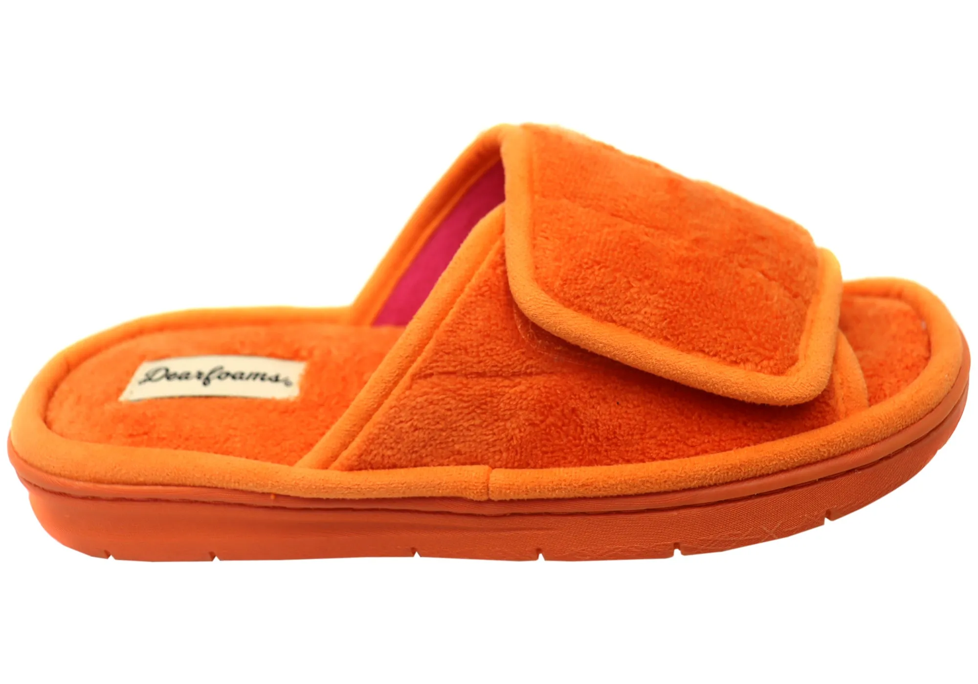 Dearfoams Womens Comfortable Mickey Terry Adjustable Slide Slippers Chill Slip