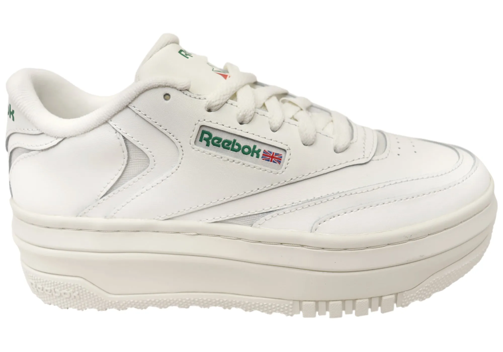 Reebok Club C Extra Womens Leather Comfortable Platform Sneakers Log Path