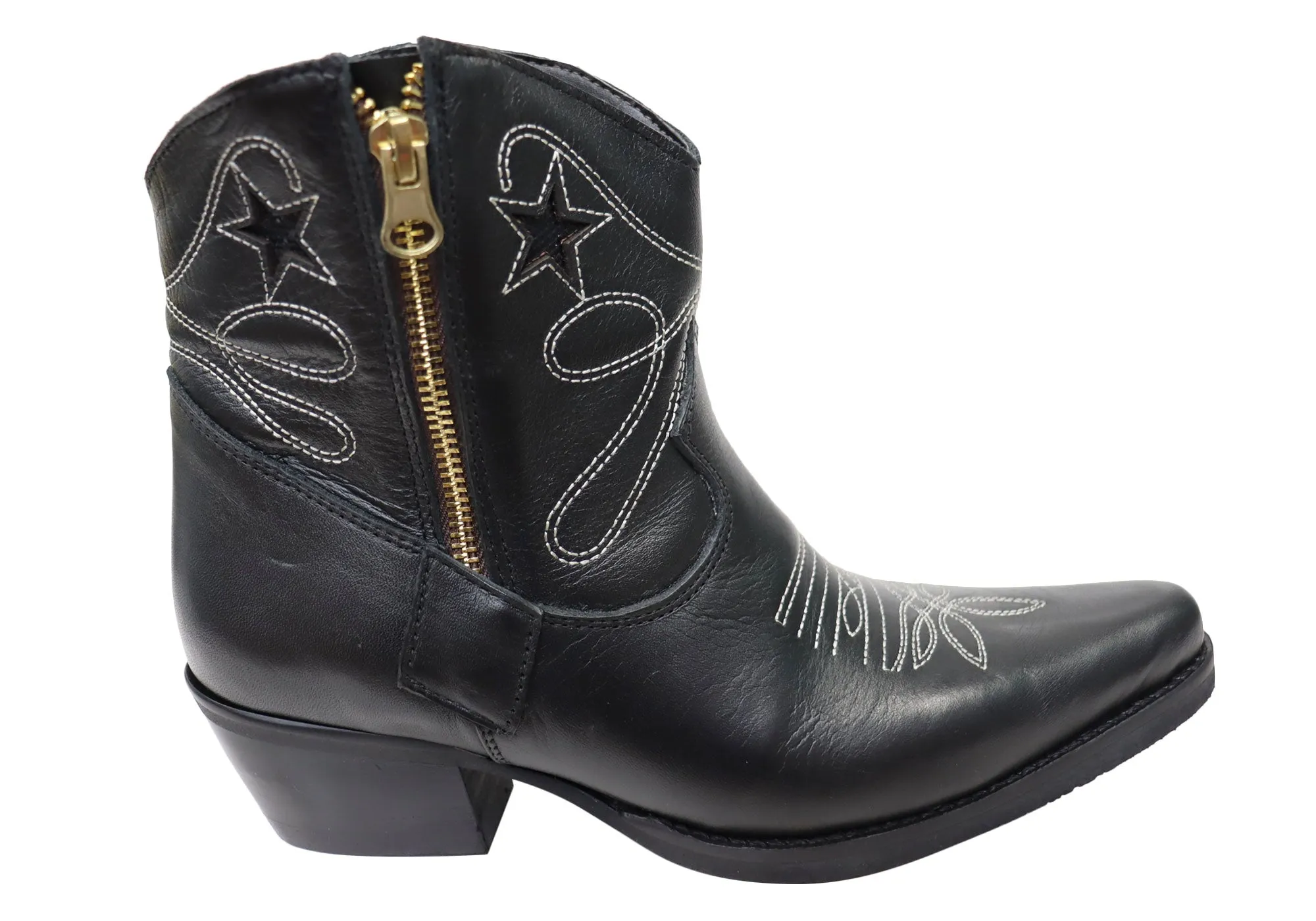 D Milton Daisy Womens Leather Western Cowboy Ankle Boots Comfort Lining Cold Weather Commuter